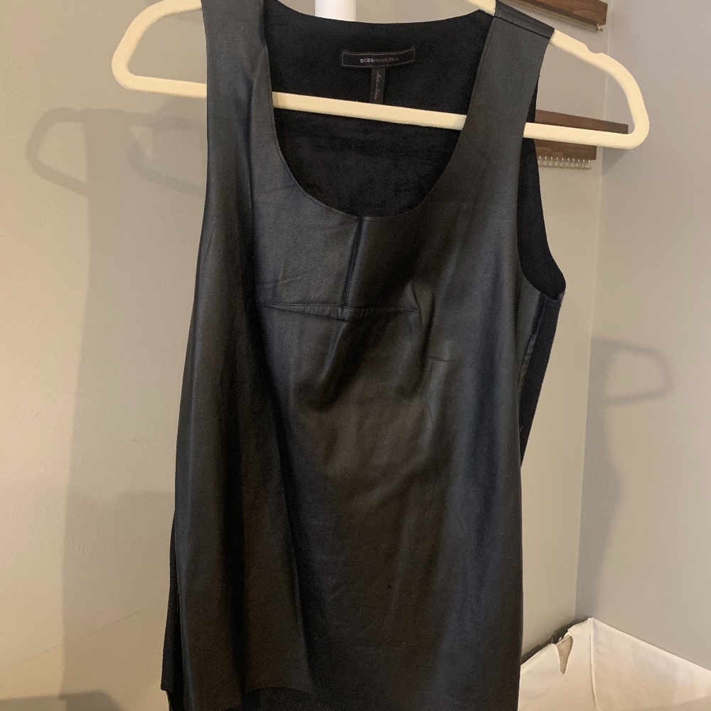BCBGMaxAzria Faux Leather Tank (S) - V.Flattering!